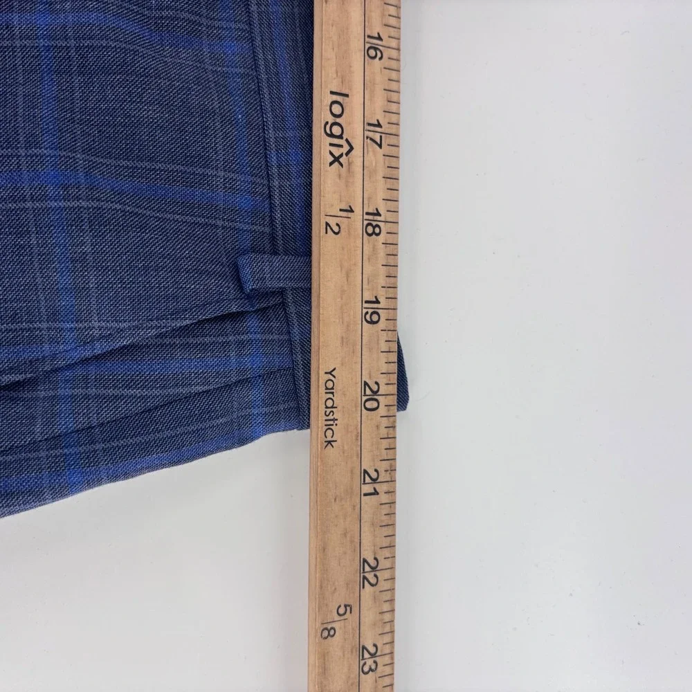 Michael Kors Suit Mens 48R 40W Blue Grey Plaid Wool Blend Natural Stretch